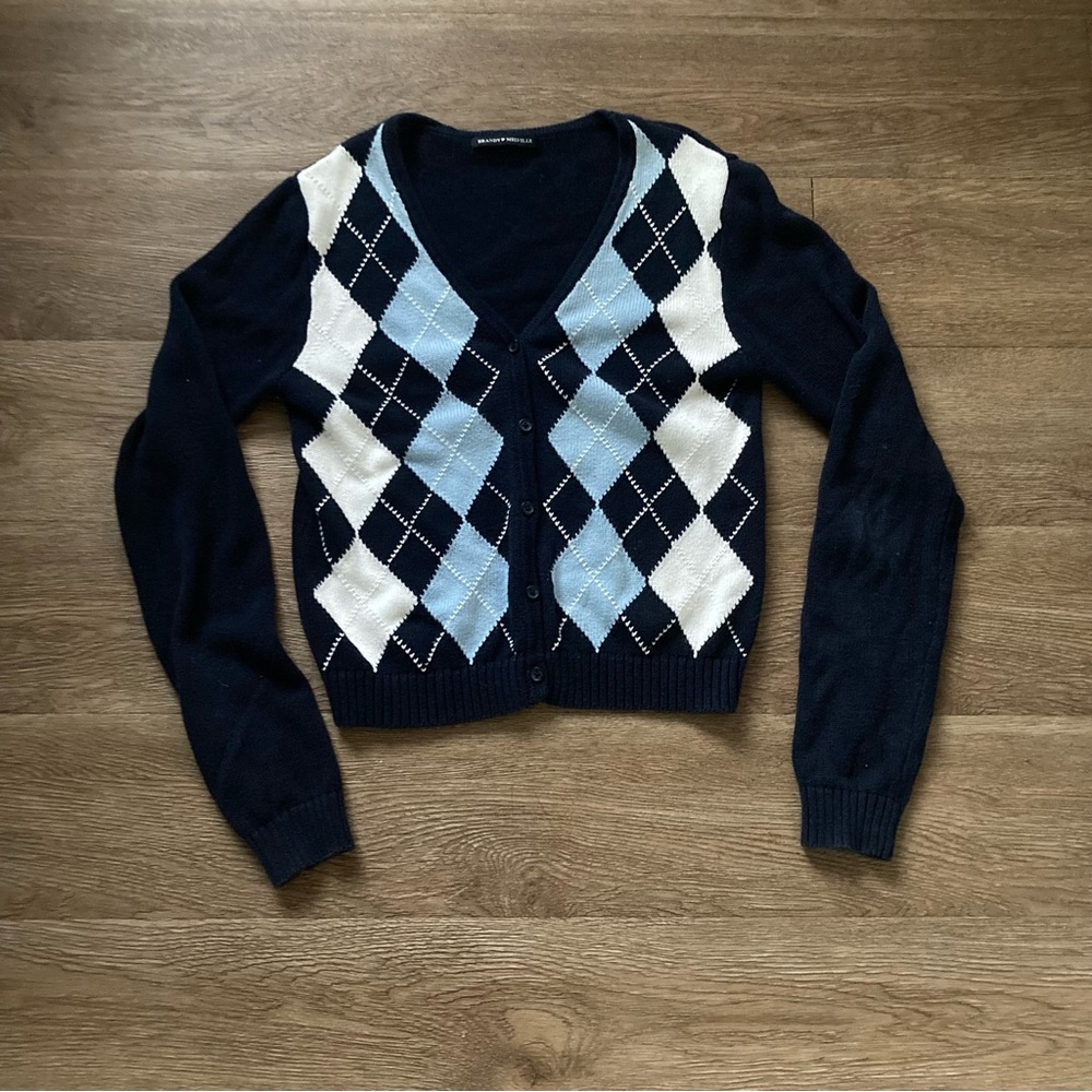ASO Mean Girls Gretchen Brandy Melville Button Down So Fetch Blue Cardigan Sz S